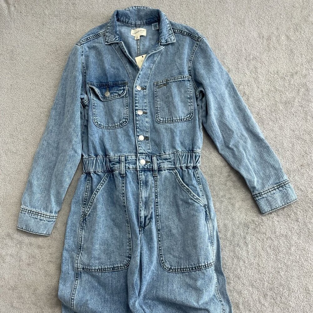 NEW Women's 2/R Long Sleeve Utility Baggy Denim Jumpsuit - Universal Thread k896 - Picture 6 of 10
